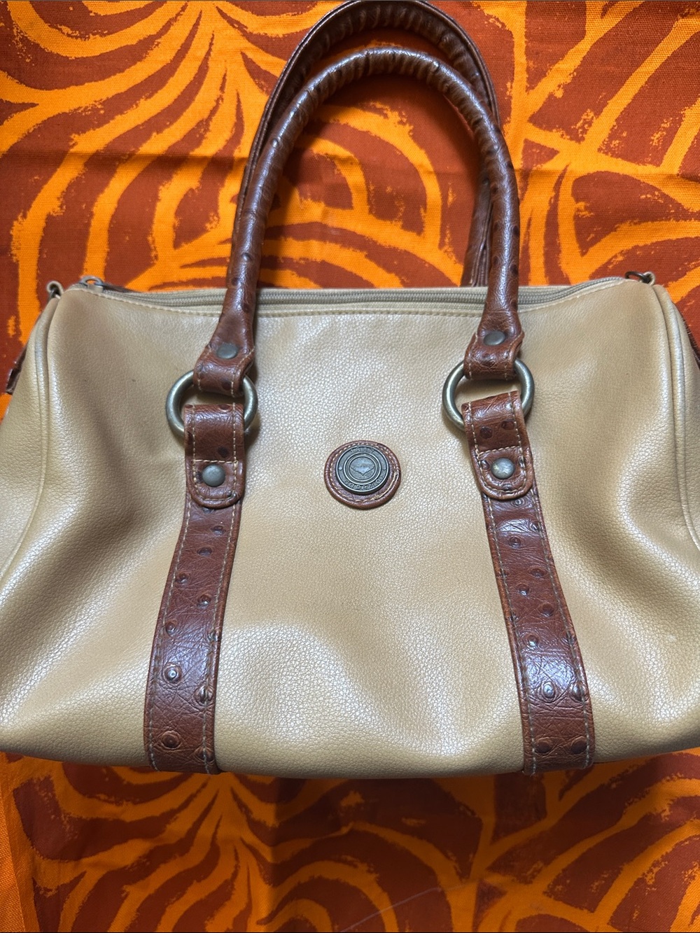 Classic Two-Tone Tan and Brown Women's Satchel